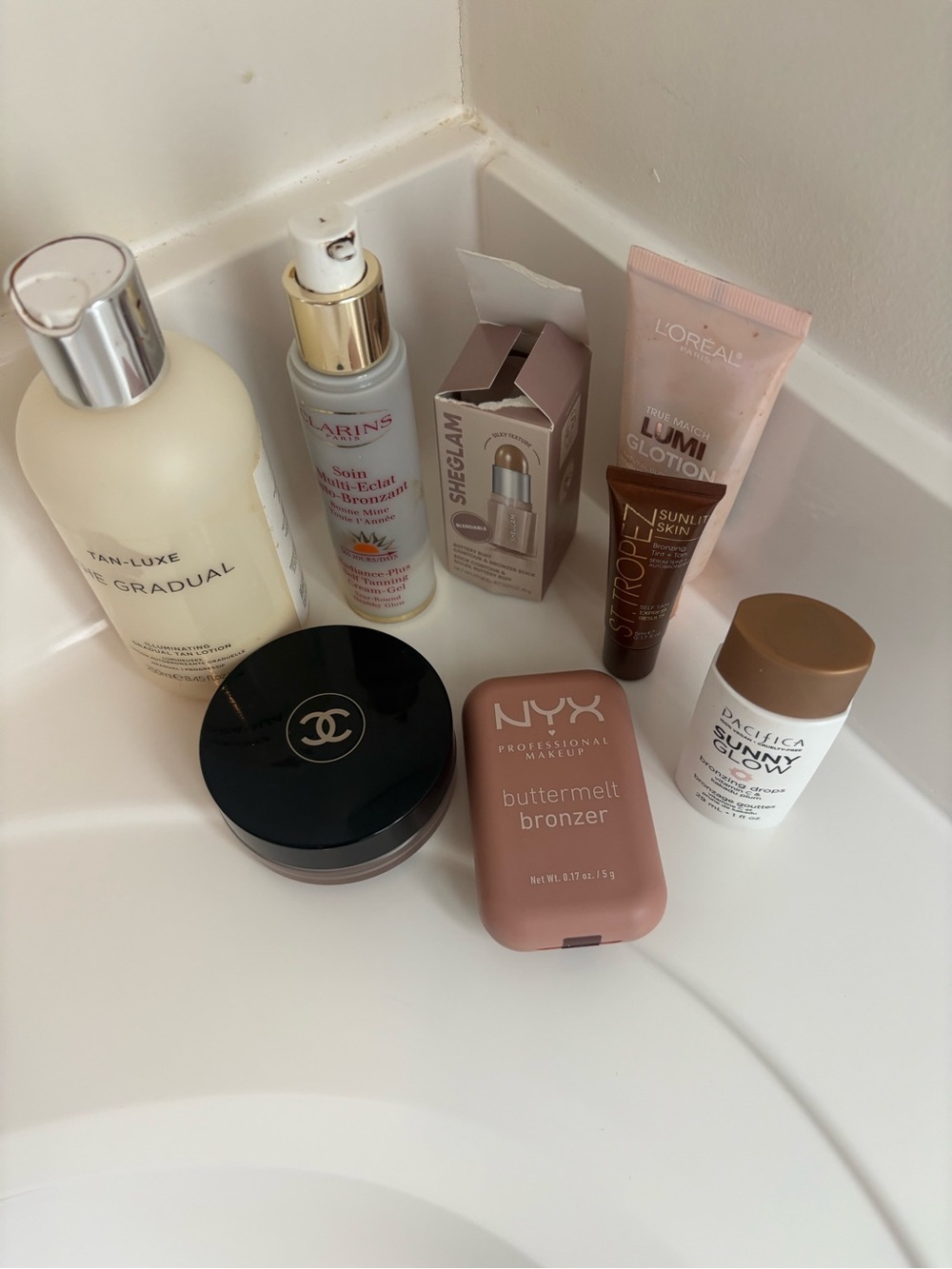 Lot of 8 high end tanner bronzer lot Chanel clarins lumi NYX etc